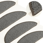 Tappetini per scale 15 pz 56x17x3 cm Grigio Semicircolari 149846