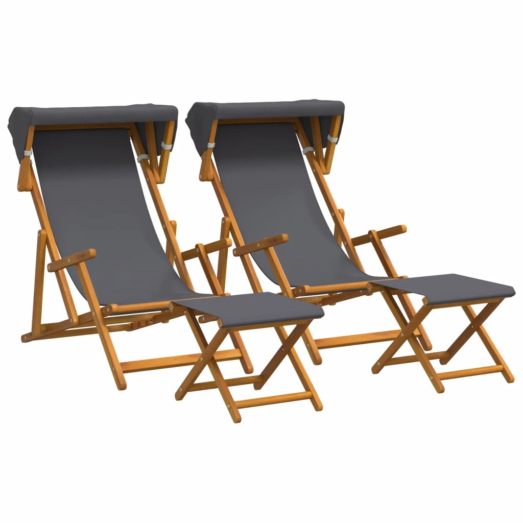 Lettino 4 pcs 3 Posizione Legno di Eucalipto Massello Grigio 3407798