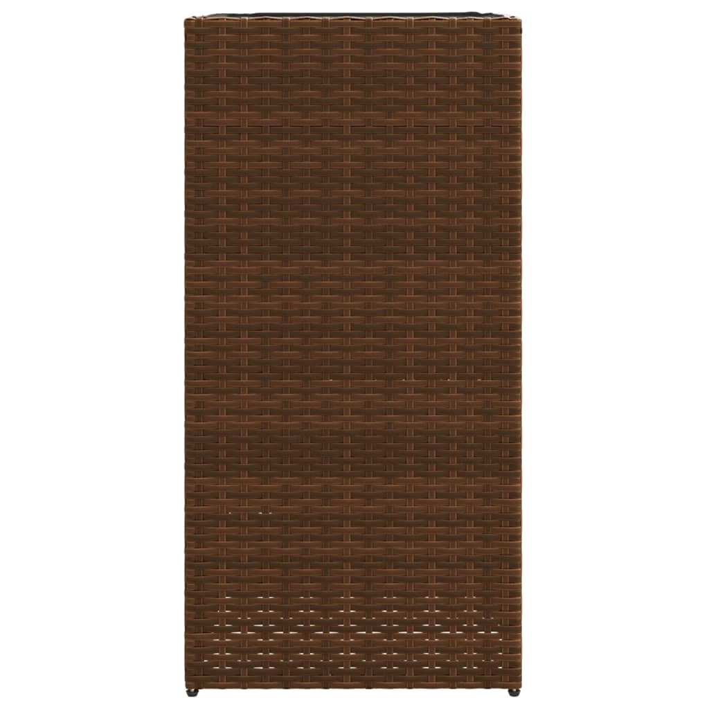 Fioriera rialzata per piante e fiori terrazza/giardino 40 x 40 x 80 cm resina intrecciata marrone 02_0037587