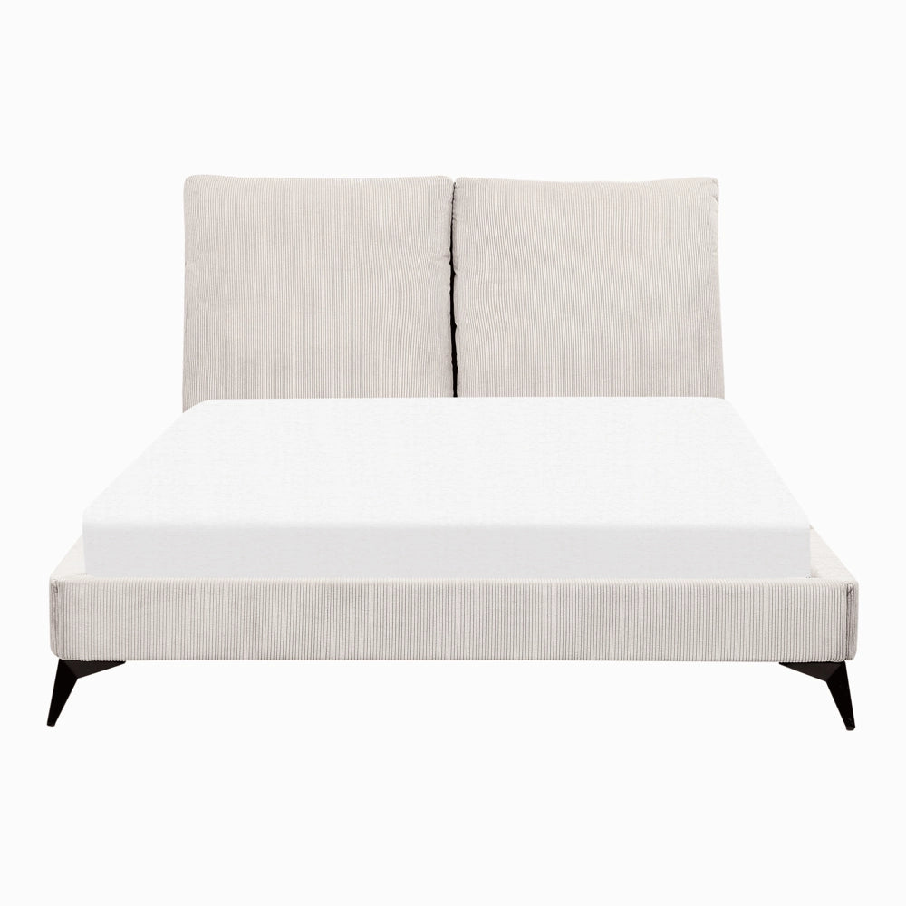 Letto imbottito moderno in velluto a coste beige 140 x 200 cm moderno elegante