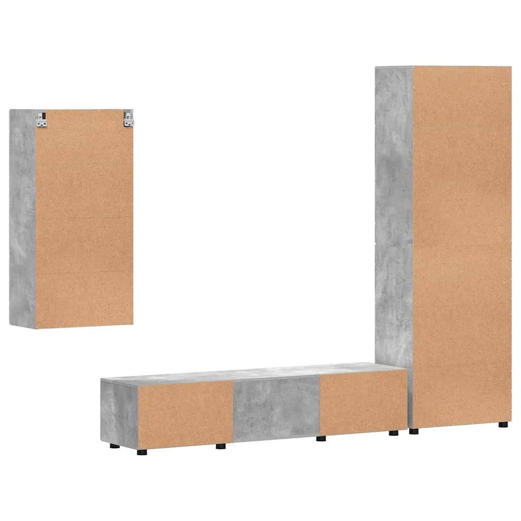 Set mobile TV FLORIN 3 pcs Grigio cemento Legno multistrato 3397947