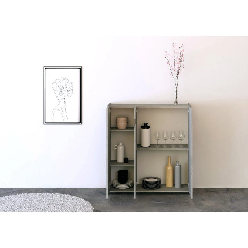 Credenza alta moderna 3 ante 100x35x110 cm Riflesso - Cashmere