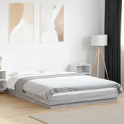 Giroletto Luci LED-Struttura Letto con LED Grigio Sonoma 140x200 cm Legno Multistrato 809375