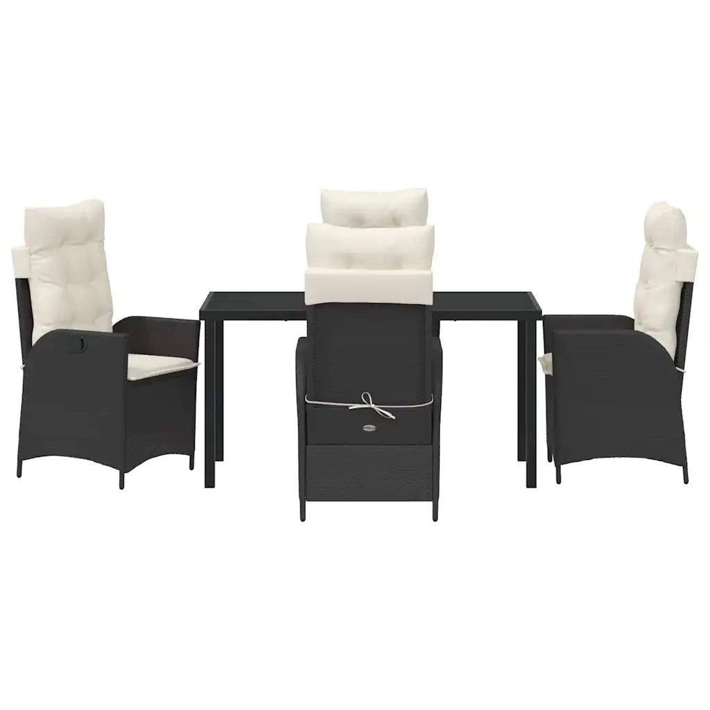 Set da Pranzo per Giardino con cuscino 5 pcs Nero polyrattan 3380479