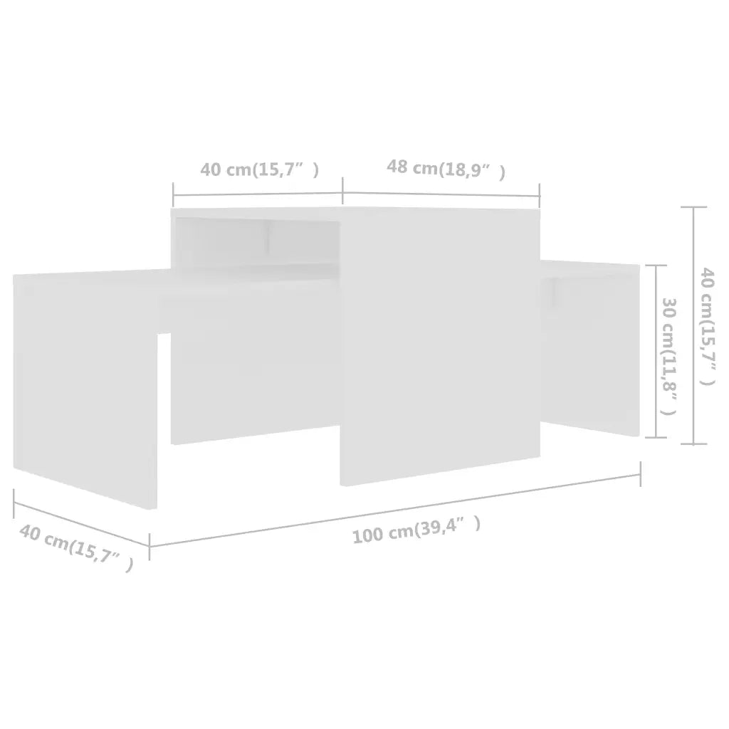 Tavolino da salotto | Tavolino da caff¨¨ | Tavolino da Soggiorno Bianco 100x48x40 cm in Legno Multistrato