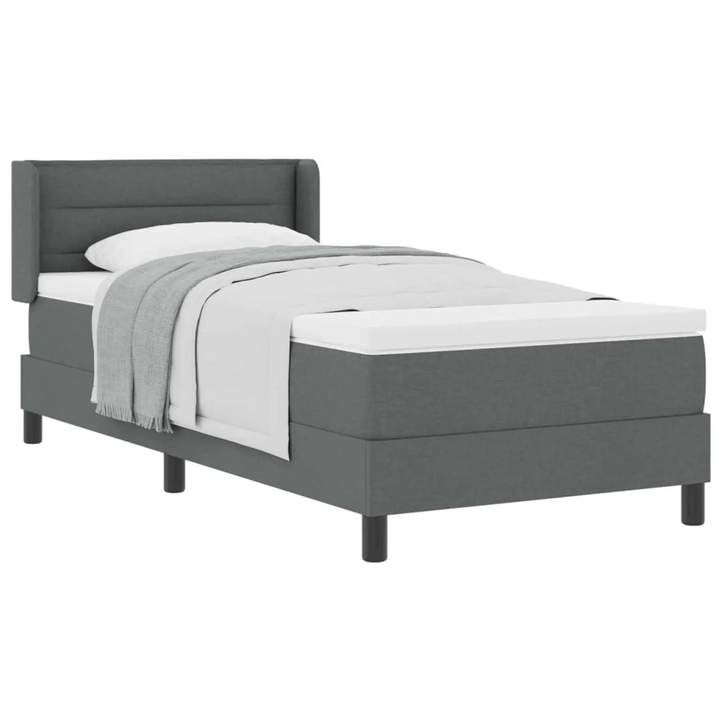 Letto a molle con testiera Grigio scuro 200 x 90 cm Tessuto 3341021