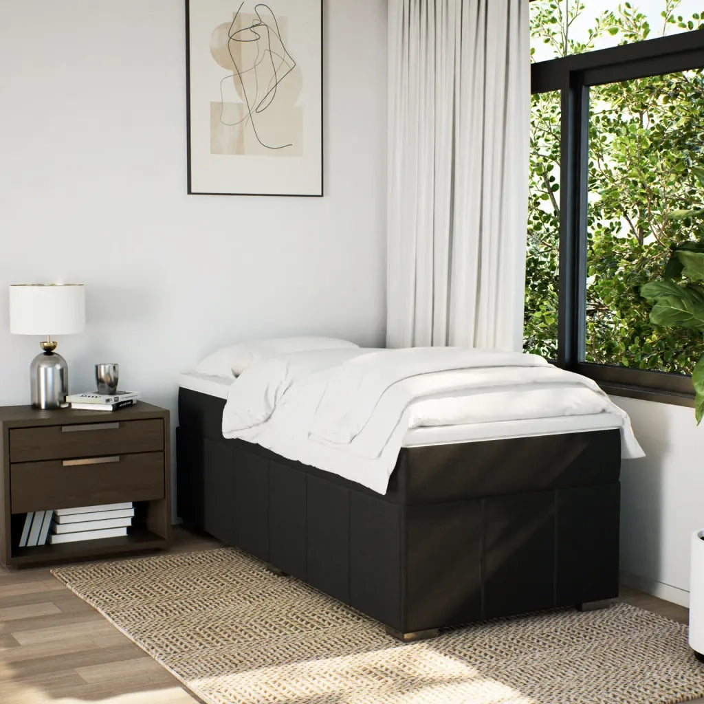 vidaXL Giroletto a Molle con Materasso Nero 90x200 cm in Tessuto