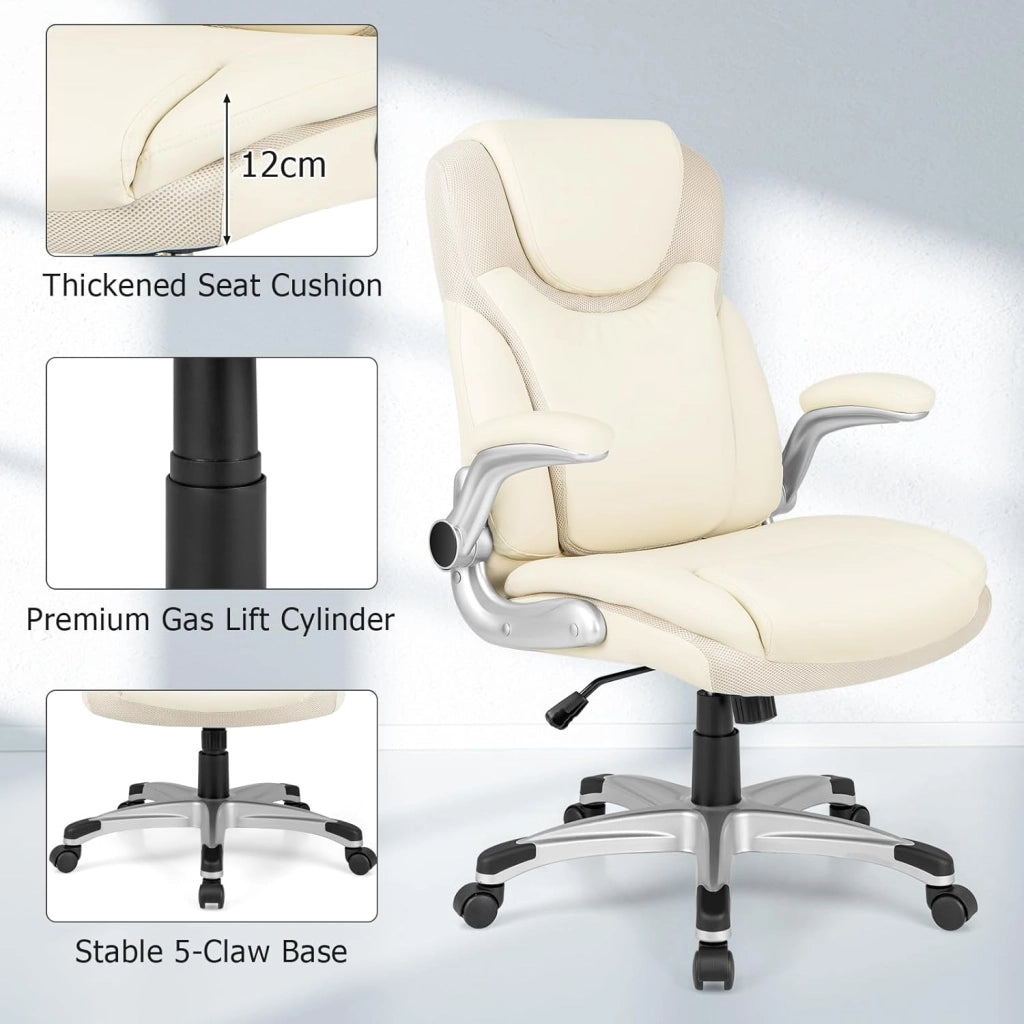Sedia da ufficio ergonomica con altezza regolabile (49-59 cm), braccioli, schienale e funzione altalena, sedia per computer con rotella girevole a 360 gradi per casa e ufficio, FE43880ZKDE