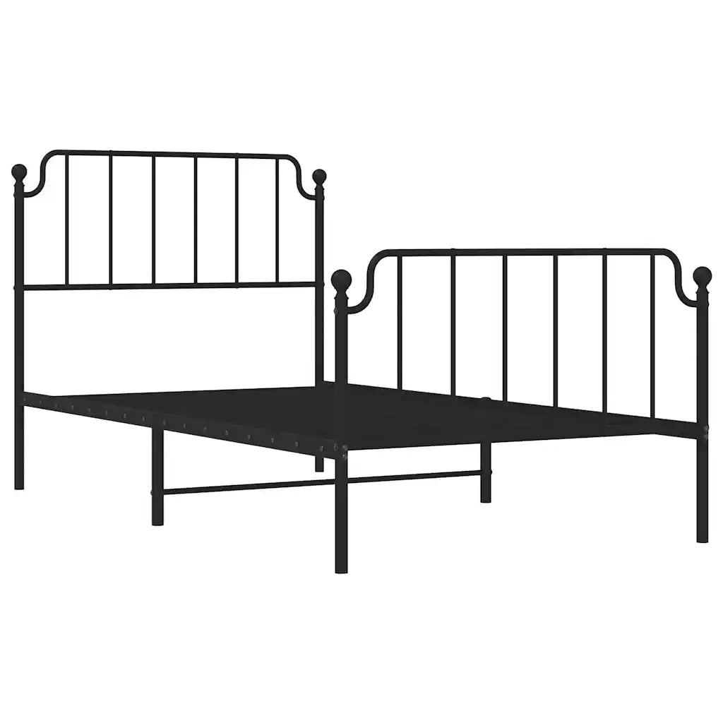 Giroletto con Testiera e Pediera Metallo Nero 100x200 cm 373900