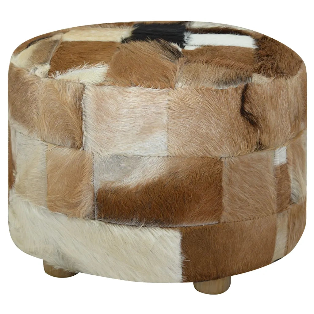 Pouf Rotondo in Vera Pelle 50x50x45 cm  cod mxl 68133