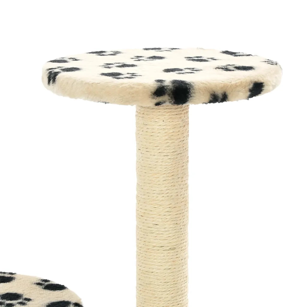 Albero per Gatti e Tiragraffi Sisal 60 cm Zampe Stampate Beige 170520