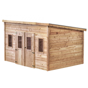 Casetta da giardino in legno Douglas 380x280 cm – Spessore pareti 28 mm – Tetto acciaio con lucernari – DAN4030.02 Foresta