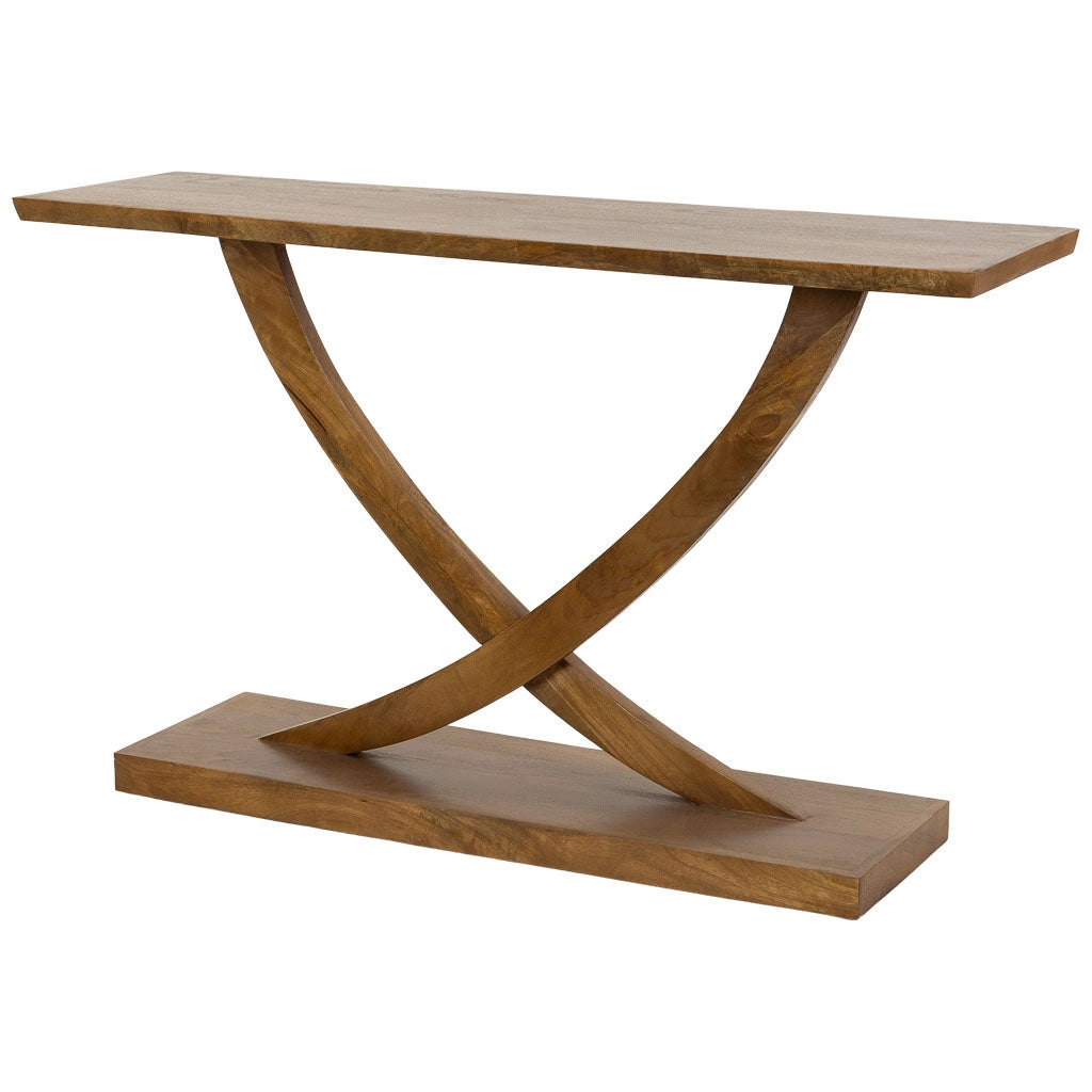 Mobile da ingresso in legno marrone fatto a mano, 120x35x74h cm