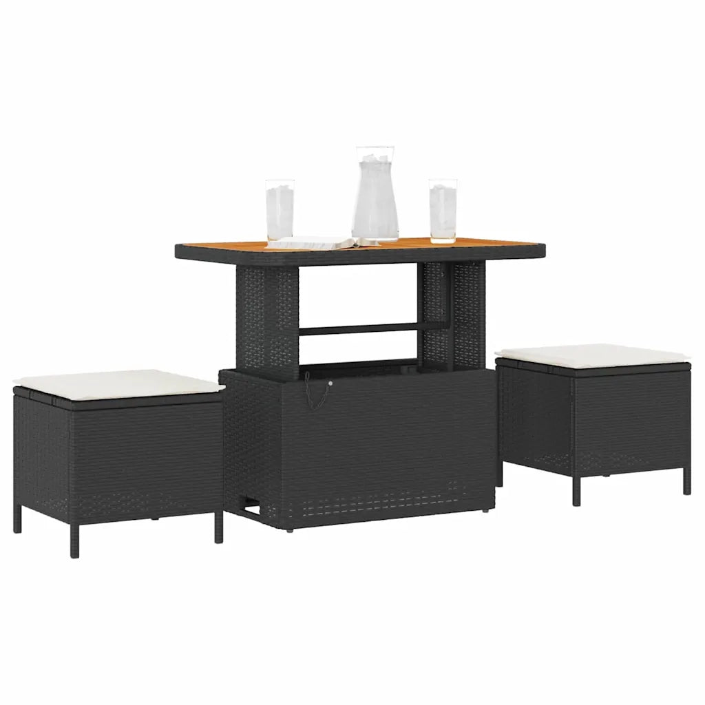 Set da Pranzo per Giardino Nero polyrattan 42007917