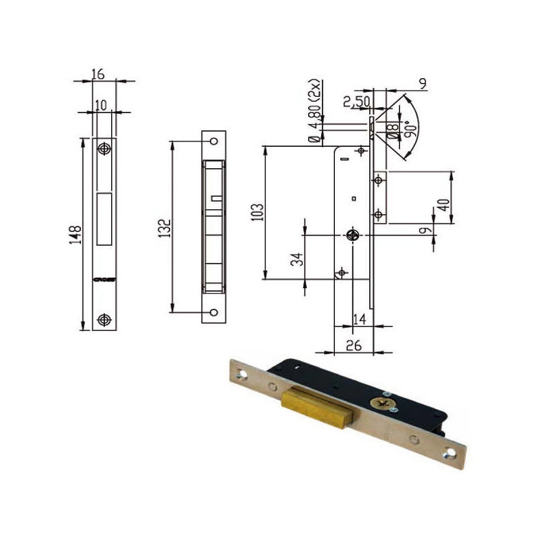 Serratura Mobili Infilare E14 Bq 100872 Omr
