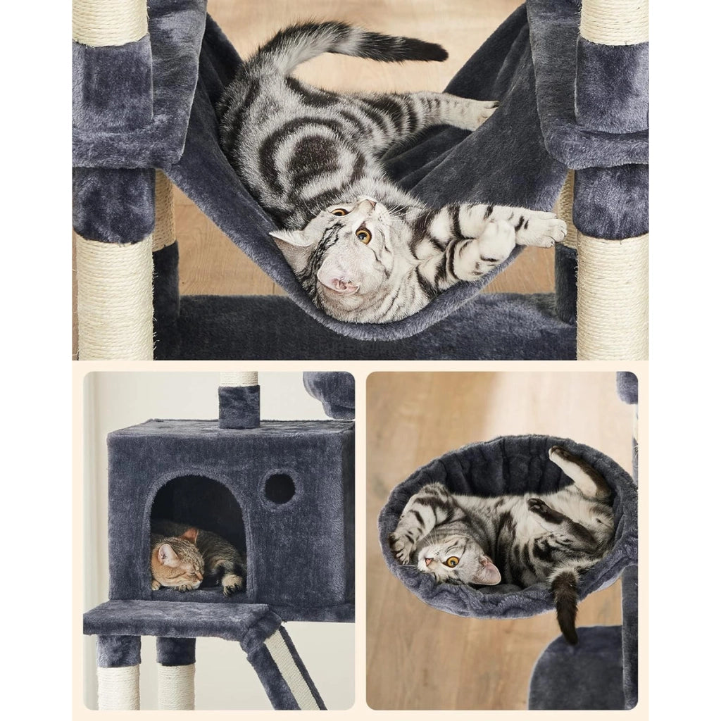 Tiragraffi a torre XXL per gatti in peluche grigio fumo