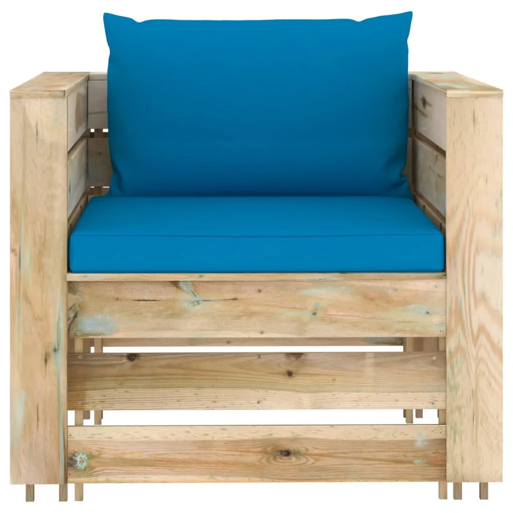 Set Divani da Giardino con Cuscini 2 pz Legno Impregnato Verde cod mxl 42762