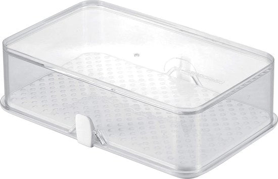 Contenitore igienico per frigorifero - Plastica trasparente - 14 x 22 cm - 1 pezzo di sostegno per formaggio