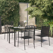 Set da Pranzo da Giardino 5 pz Nero Corda di Cotone e Acciaio 3156536