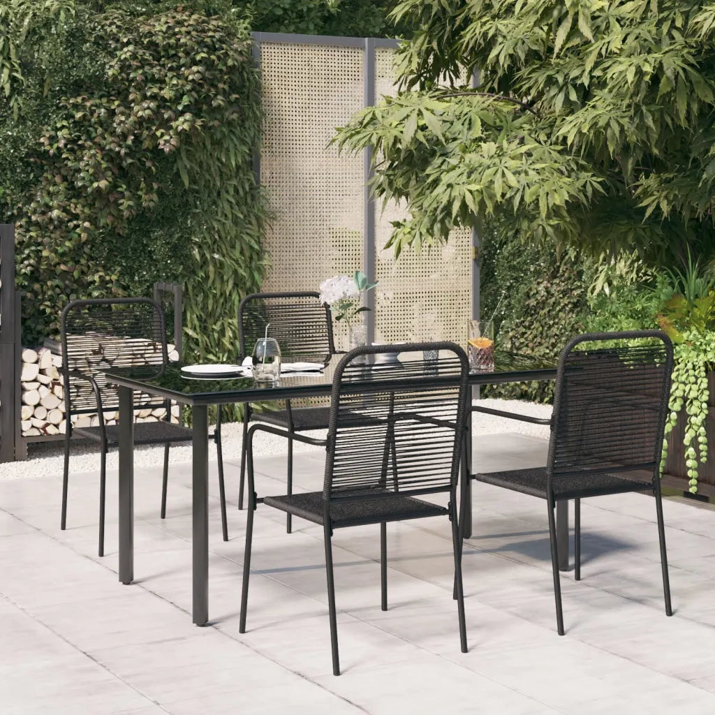 Set da Pranzo da Giardino 5 pz Nero Corda di Cotone e Acciaio 3156536