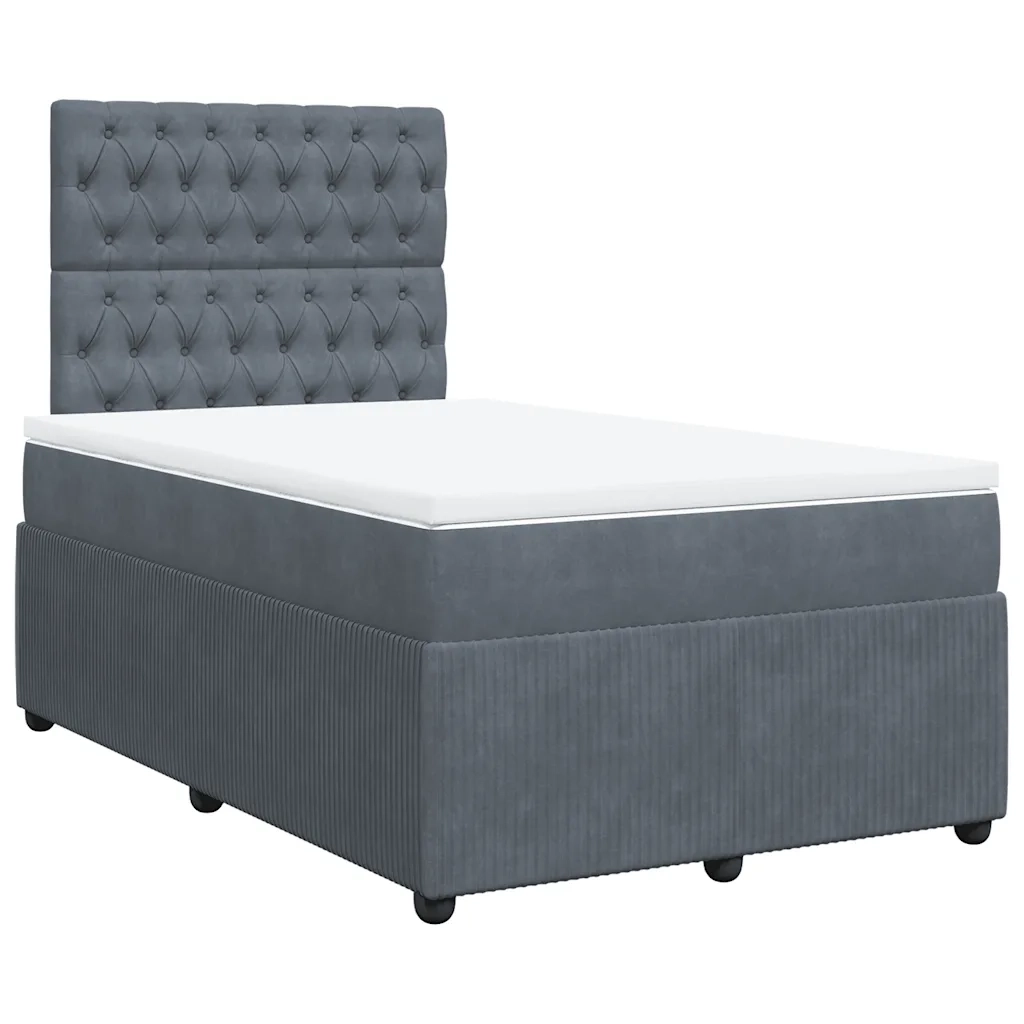 Giroletto a Molle con Materasso Grigio Scuro 120x190 cm Velluto
