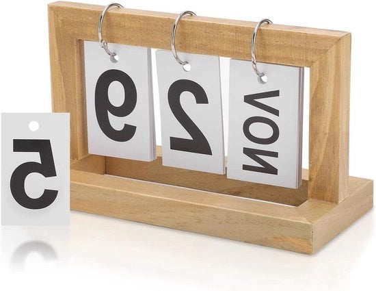 Calendario in legno permanente con flip-over separati e design Clamshell