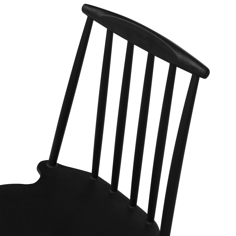 Set di 2 sedie da pranzo in materiale sintetico Nero con schienale a doghe senza braccioli dal design tradizionale
