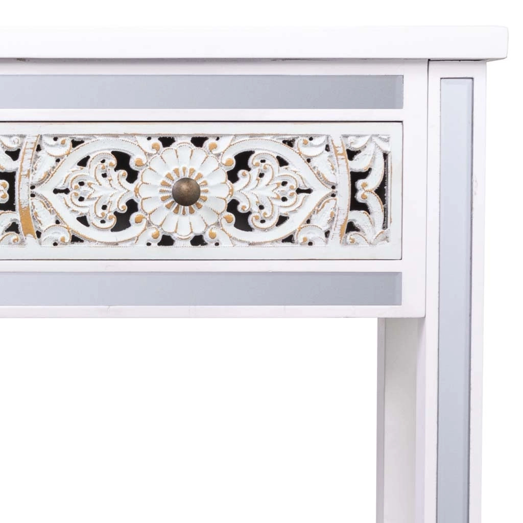 Mobile da ingresso in legno e vetro con 2 cassetti 95x26x80