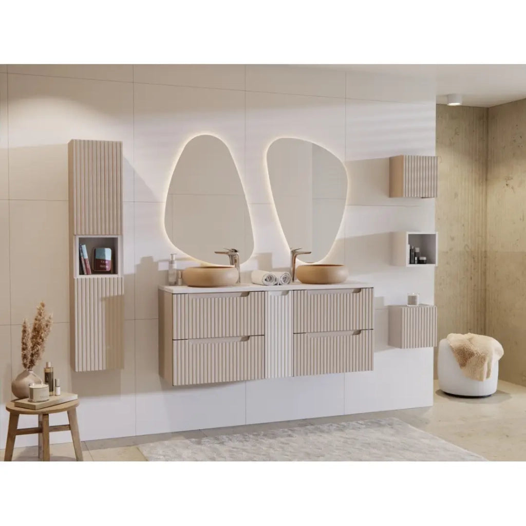 Specchio da bagno LED asimmetrico 80x57 cm design moderno