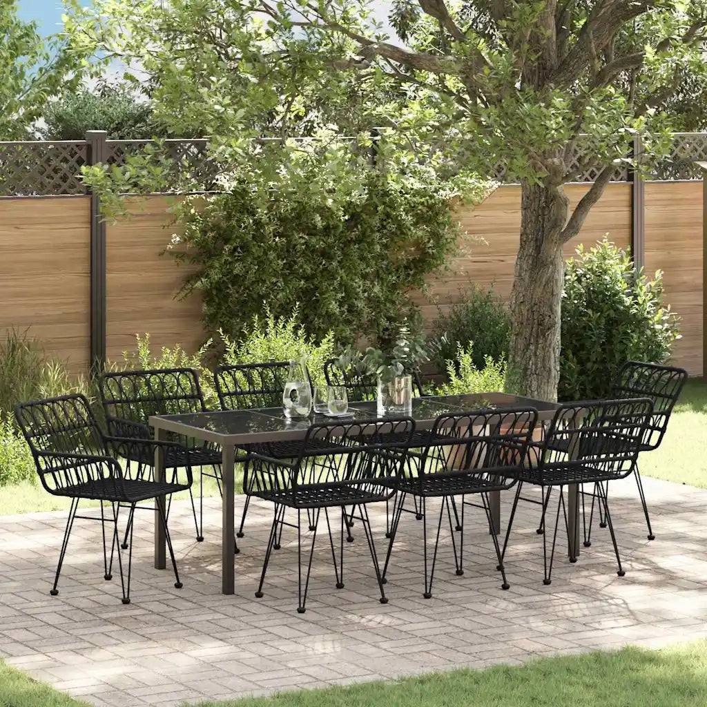 Set da Pranzo per Giardino 9 pcs Nero 3379190