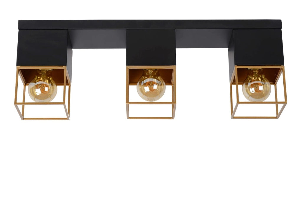 Plafoniera Lucide Rixt metallo oro/nero 3xE27 dimmerabile 54cm