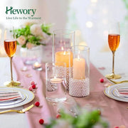 Set di vaschette cilindriche in vetro per candele 6 pezzi, luce da tavolo per stompkaarsen, candelabro a candela fluttuante, vaschetta cilindrica in vetro con base per decorazione di tavola, decorazione di soggiorno, altezze 15/20/25cm