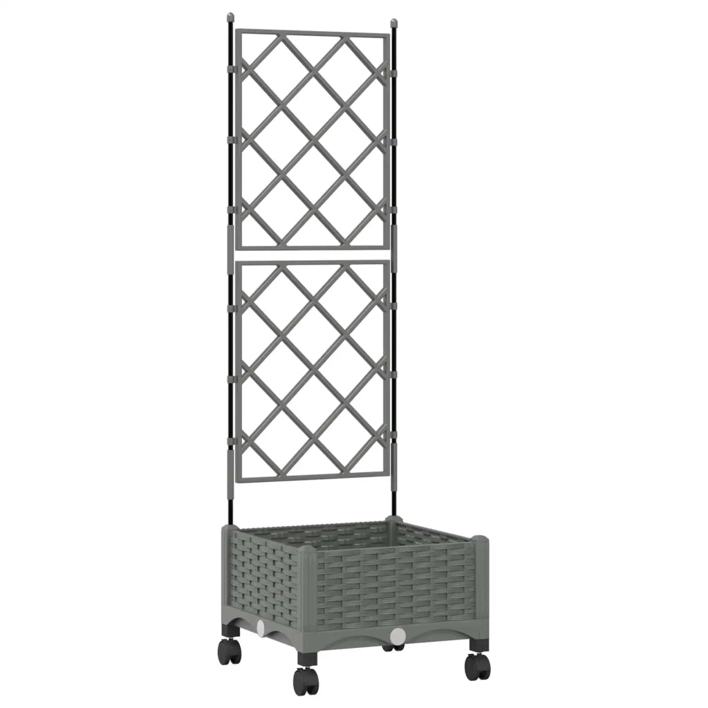 Vaso da giardino con grigliato e ruote Grigio Chiaro PP 3422937