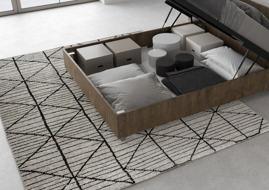 Letto Matrimoniale Francese 140x190 cm con Rete Ankel Testata Doghe Inclinata Noce