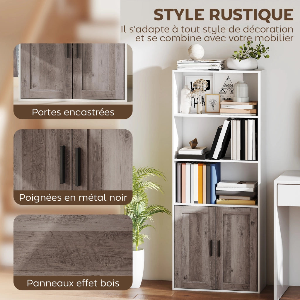 Libreria con ante e scaffali aperti ¨C Zephmum ¨C Bianco 60x30x149.5 cm