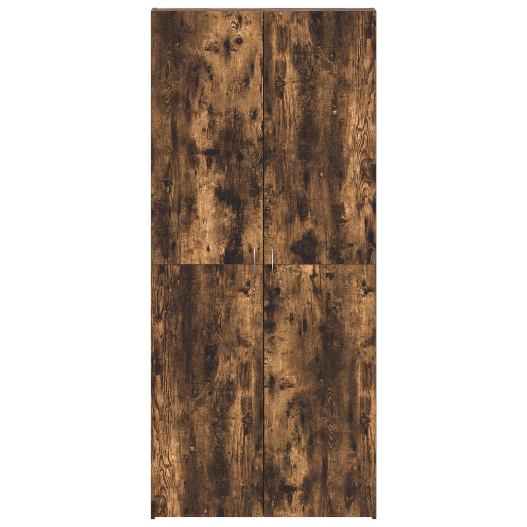Cabinet per scarpe in rovere affumicato 80x35,5x180 cm in legno ingegnerizzato