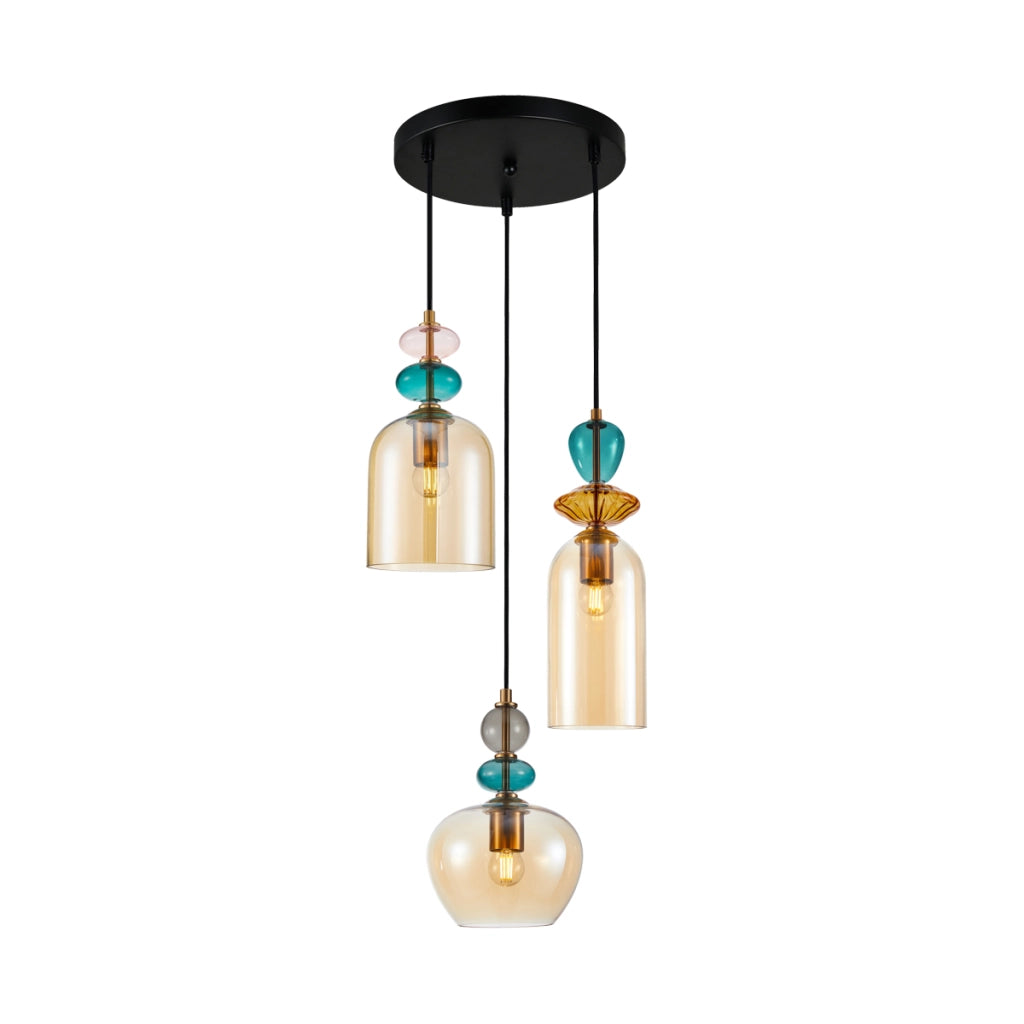 Lampada a sospensione Italux Busco vetro multicolor 3xE27