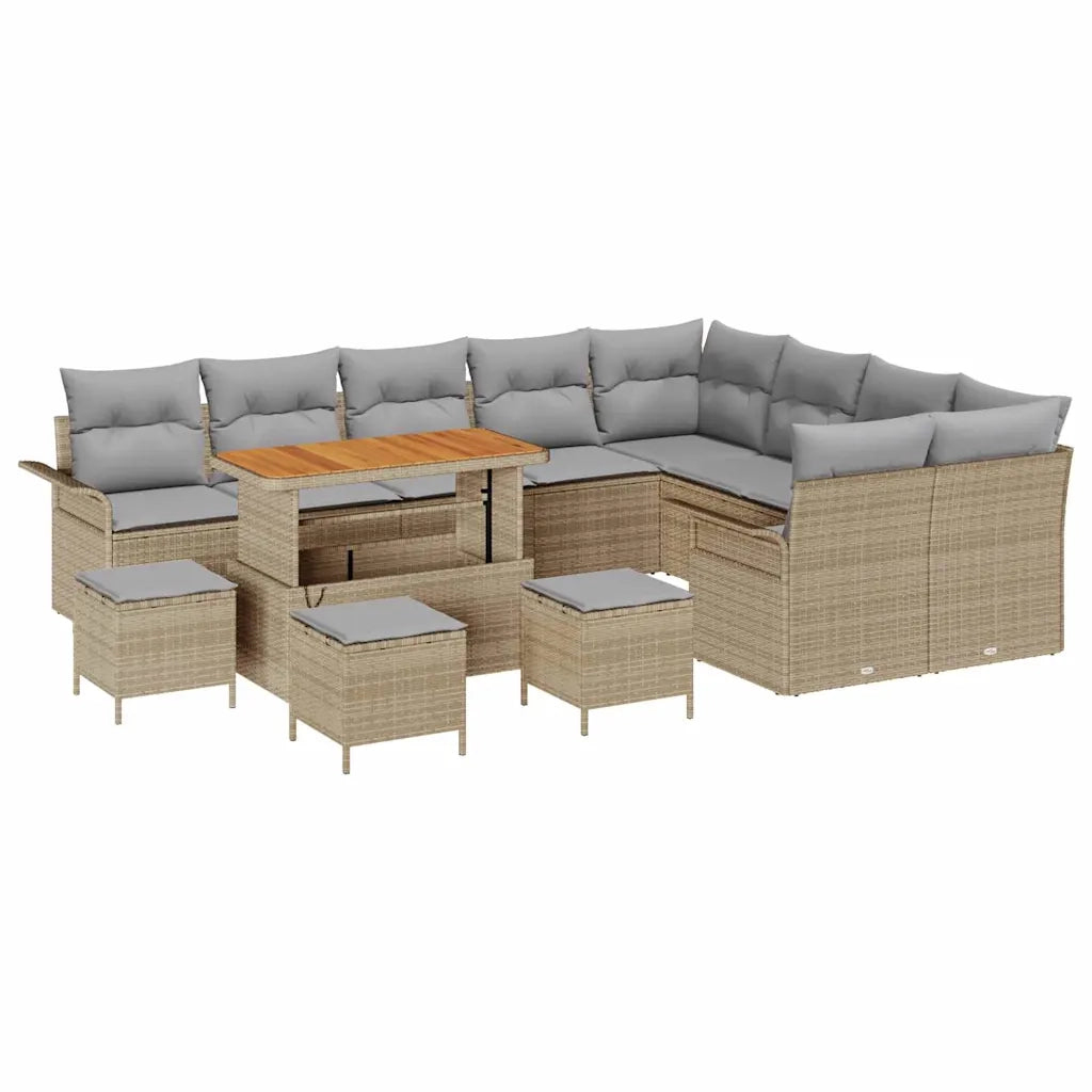 Set Divano da Giardino con cuscino 13 pcs Beige e Grigio Chiaro 3364132