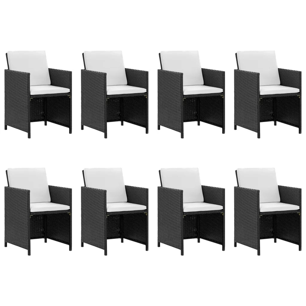 Set da Pranzo da Giardino 13 pz con Cuscini in Polyrattan Nero  cod mxl 42638
