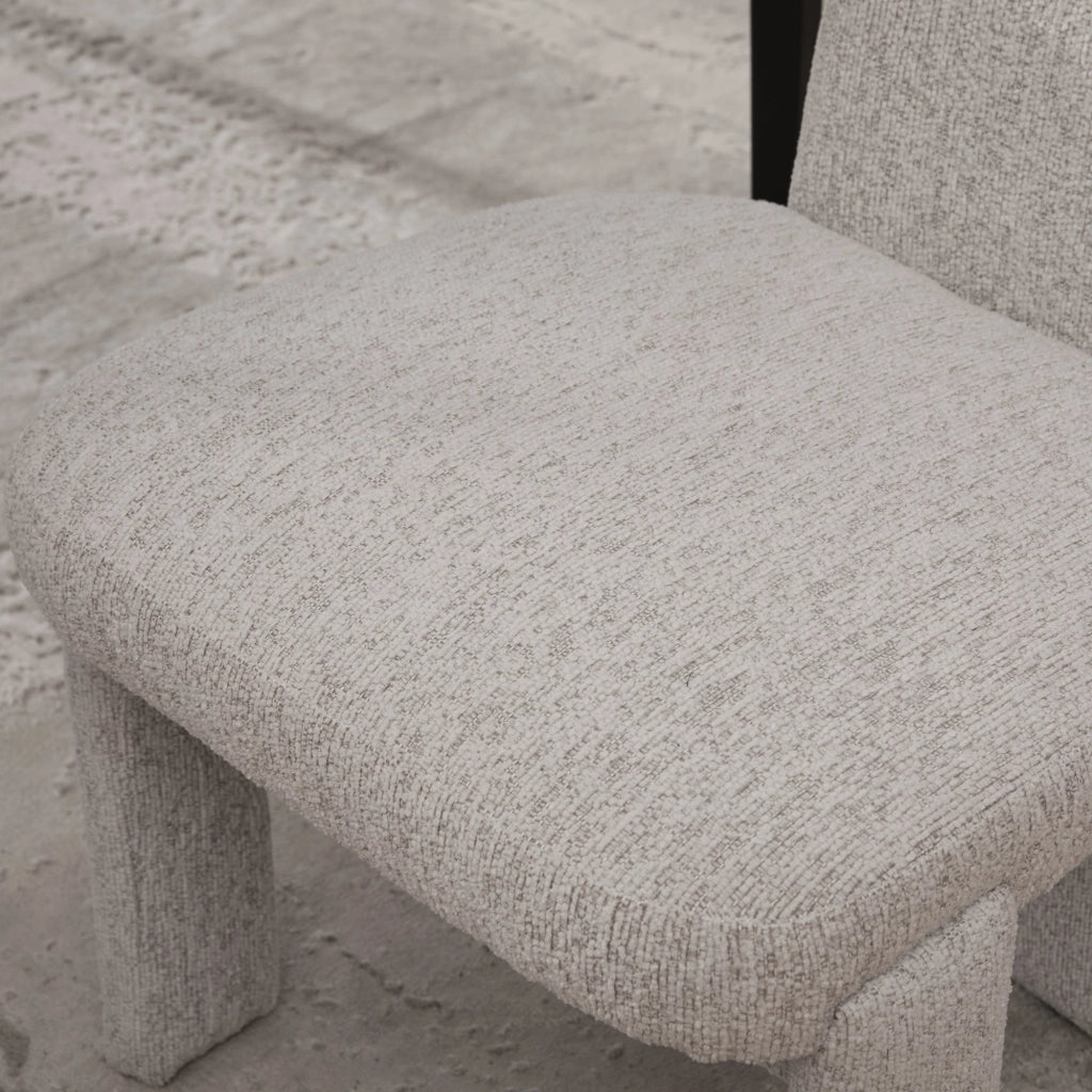 Poltrona Accent in Tessuto Chenille senza Braccioli ¨C MINIMAL ¨C Beige, Set 2 Pezzi, Gambe in Legno
