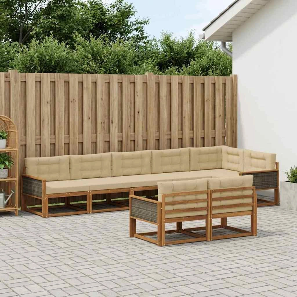 Set di divani da esterno 8 pz Naturale e Beige 3382661