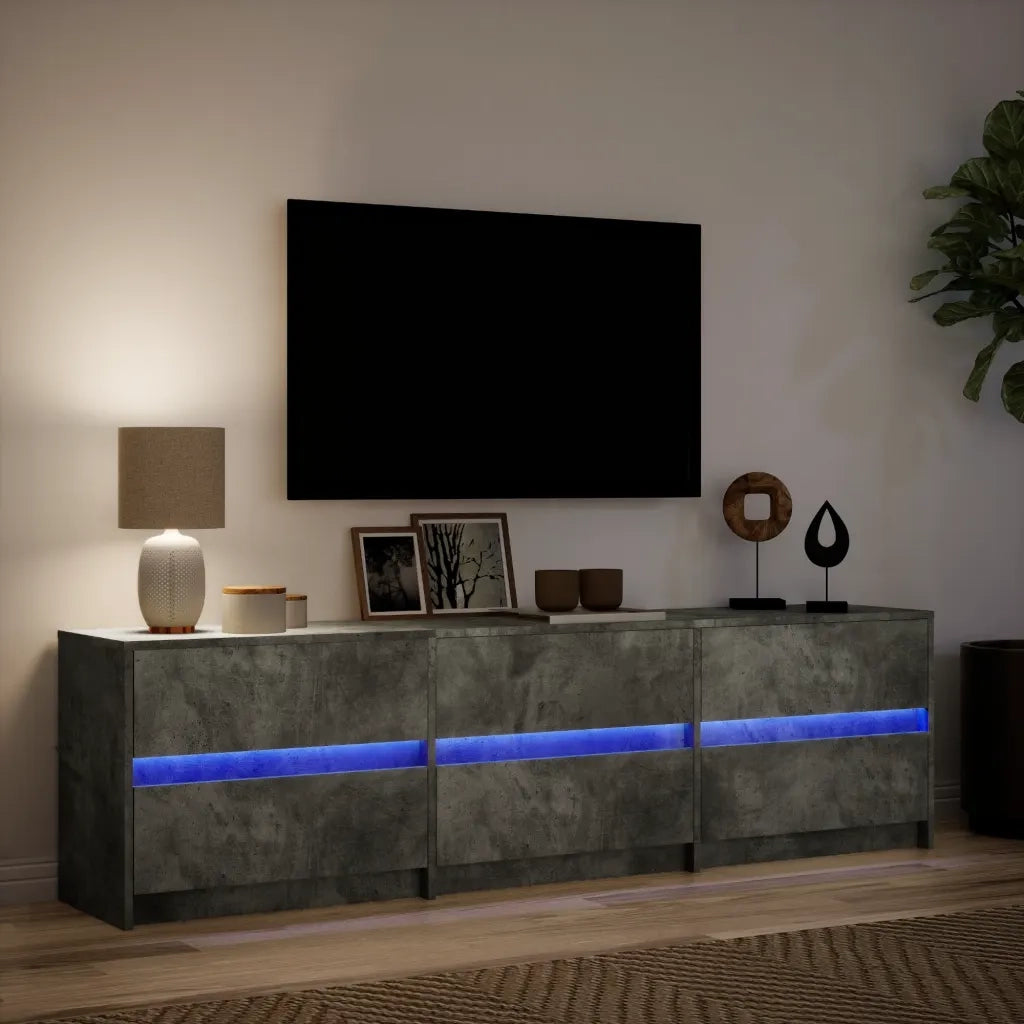 Mobile Porta TV con LED-Credenza per TV Grigio Cemento 180x34x50cm Truciolato 613676