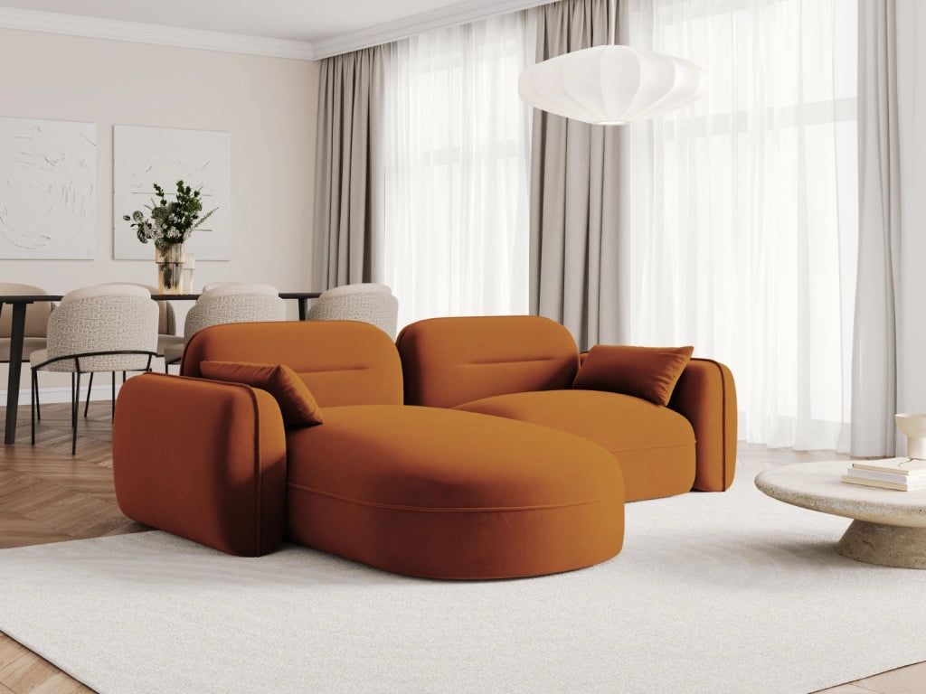 Cosmopolitan Design - Divano angolare modulare sinistro "Sydney" 3 posti in velluto terracotta 