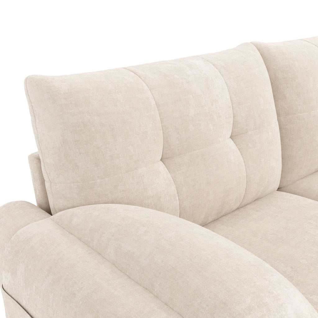 Divano a 2 posti modulare in chenille beige con tasche laterali e 2 cuscini 158 × 80 × 88.5 cm