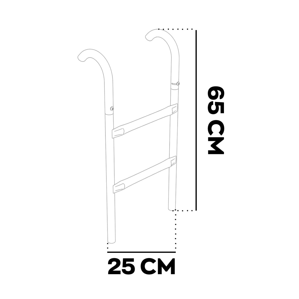 Jumpoo - Scaletta da Appoggio Multiuso 2 Gradini H65 cm per Trampolini Casa Giardino in Ferro Grigio