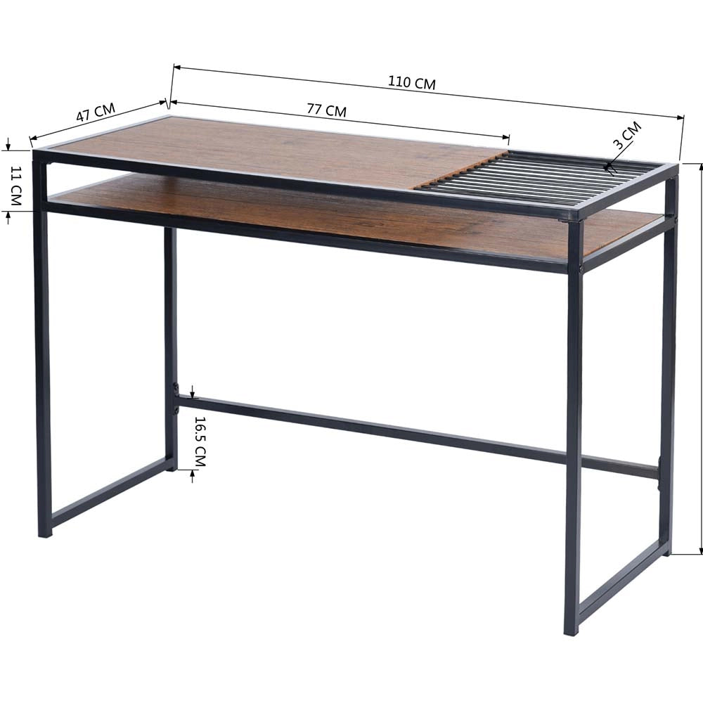 Scrivania Tavolo Consolle PC Legno e Metallo con Portadocumenti Casa Ufficio