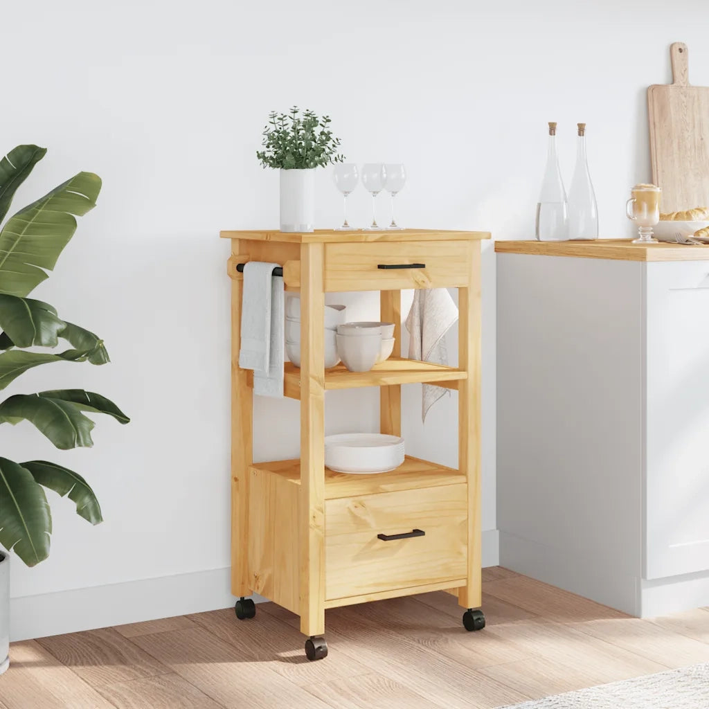 Carrello da Cucina MONZA 48x40x88,5 cm in Legno Massello di Pino 376085