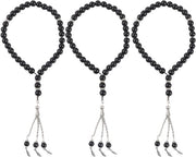 Collana di preghiera a tre elementi con 33 perle, catena di preghiera islamica nera per donne e uomini