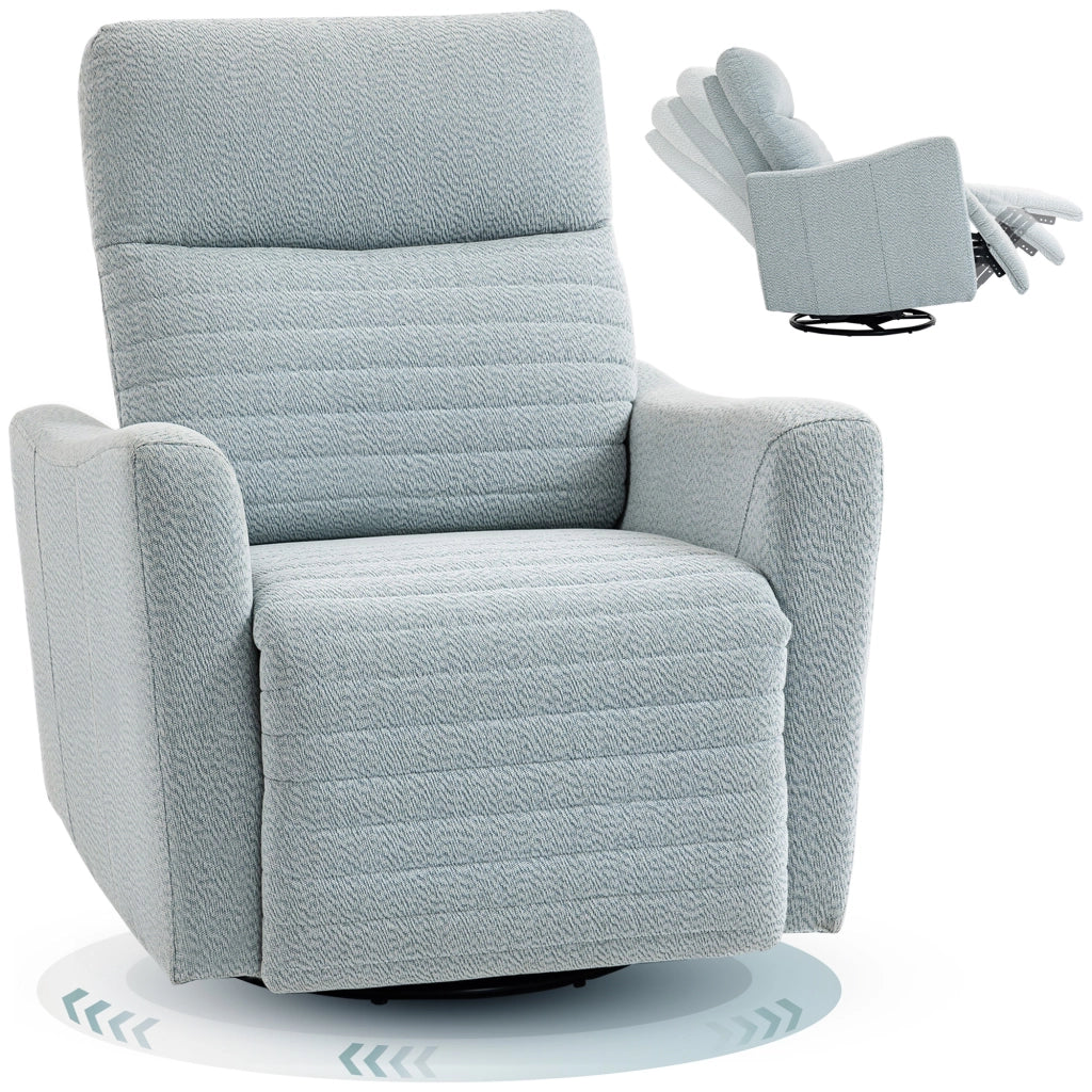 Poltrona reclinabile girevole 360¡ã con poggiapiedi ¨C Minimal ¨C 82x90.5x101 cm grigio-blu