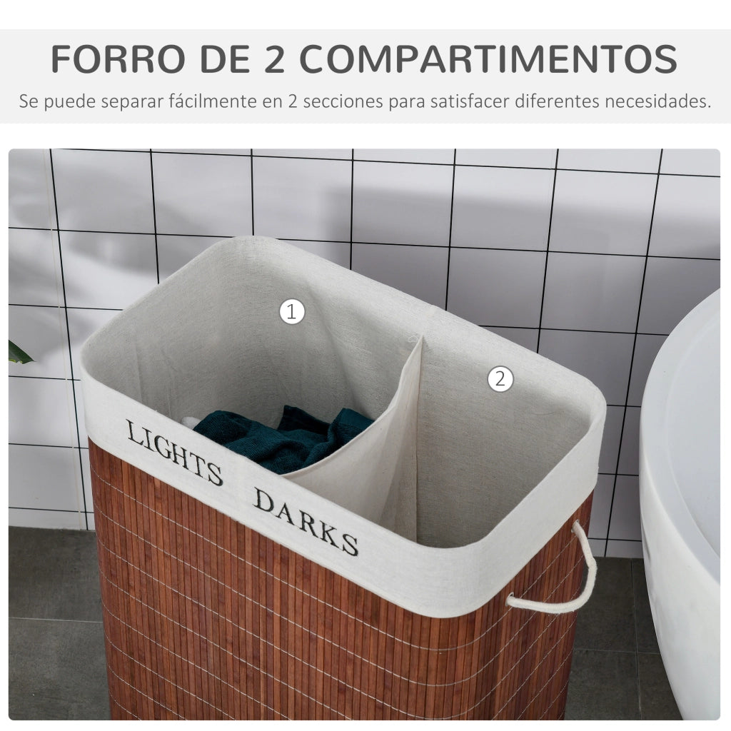 Cesto per bucato in bamb¨´ con tapa ¨C Zephmum ¨C 52x32x63 cm marrone